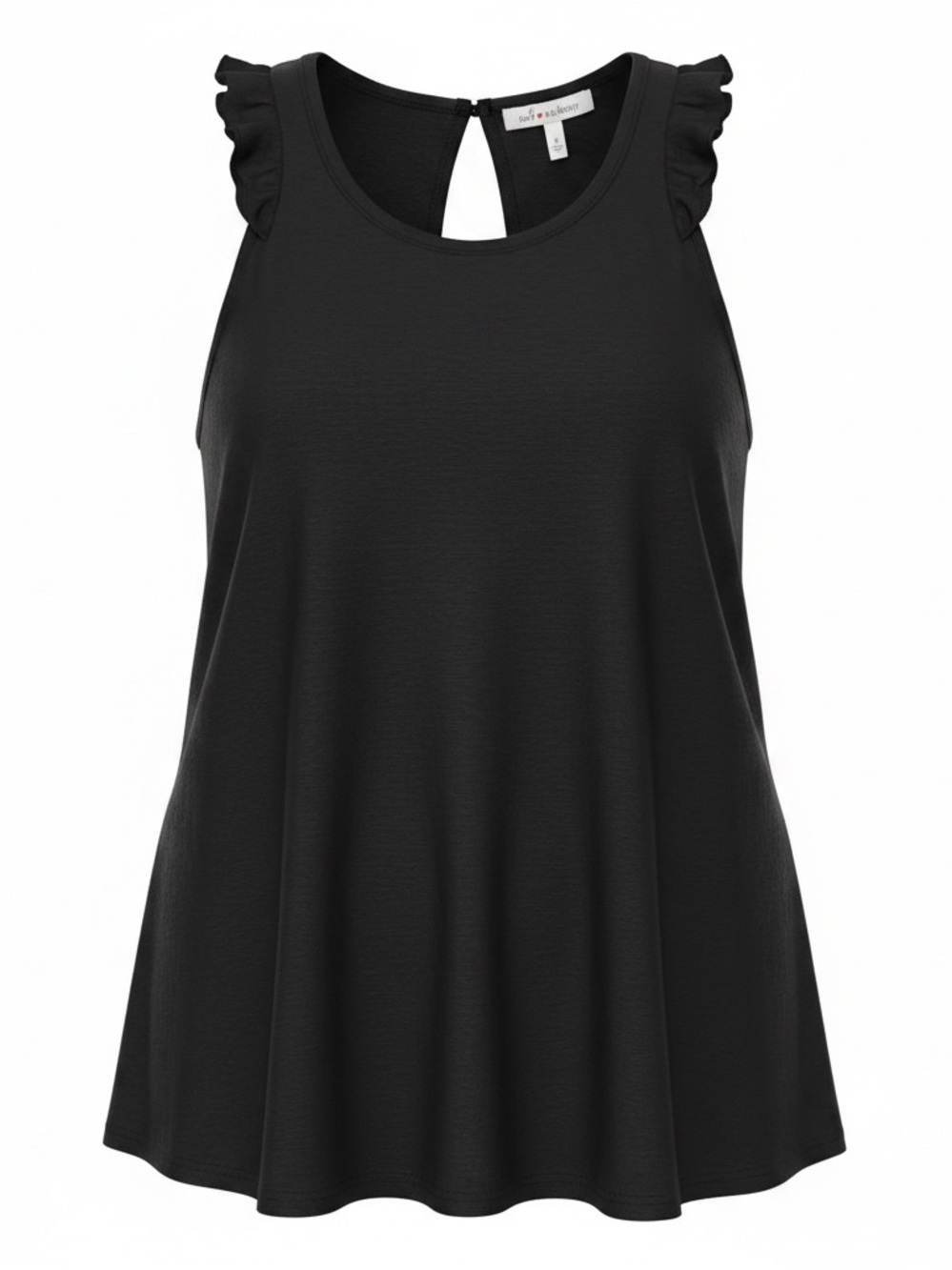Self Esteem Black Ruffle-Shoulder Tank Top